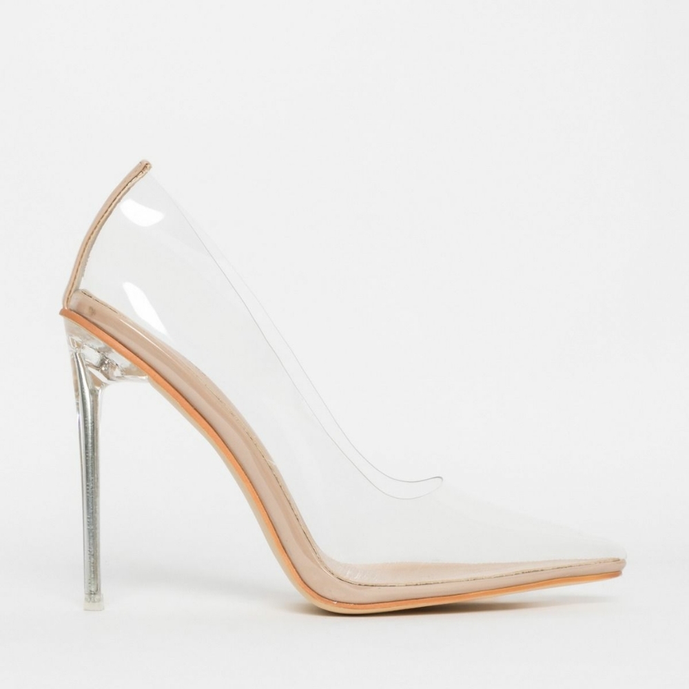 Nude clear pumps